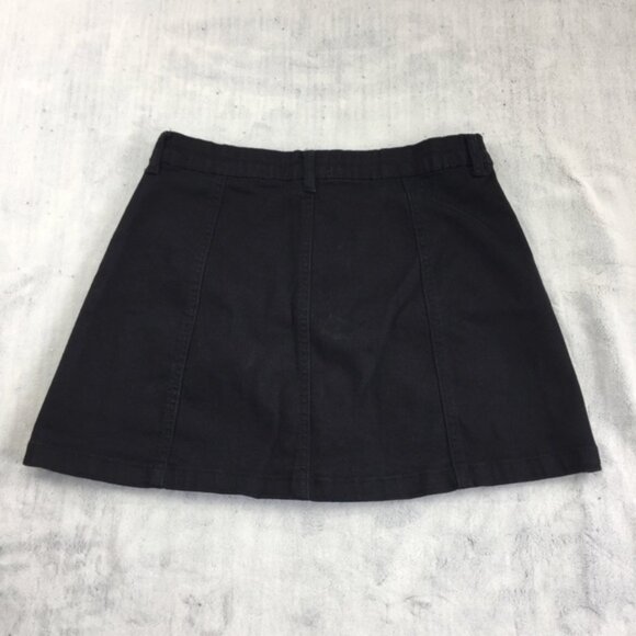 Forever 21 Mini Skirt Button Front Black Denim - Picture 2 of 6
